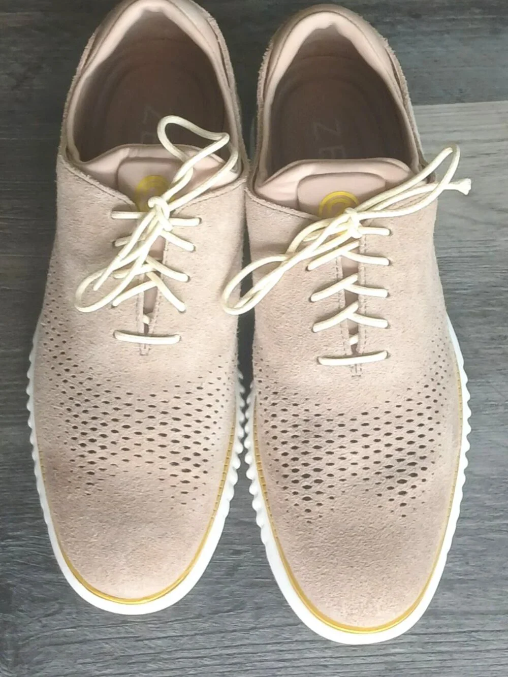 Cole Haan ZeroGrand Men’s Suede Wingtip Oxford Shoes Beige 10.5M